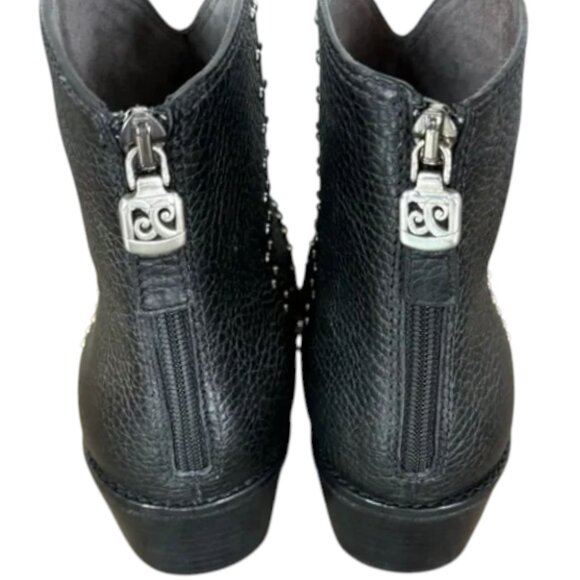 Brighton Women's Wonder Black Leather Studded Ankle Boots Back Zip Sz. 8M - Picture 4 of 9